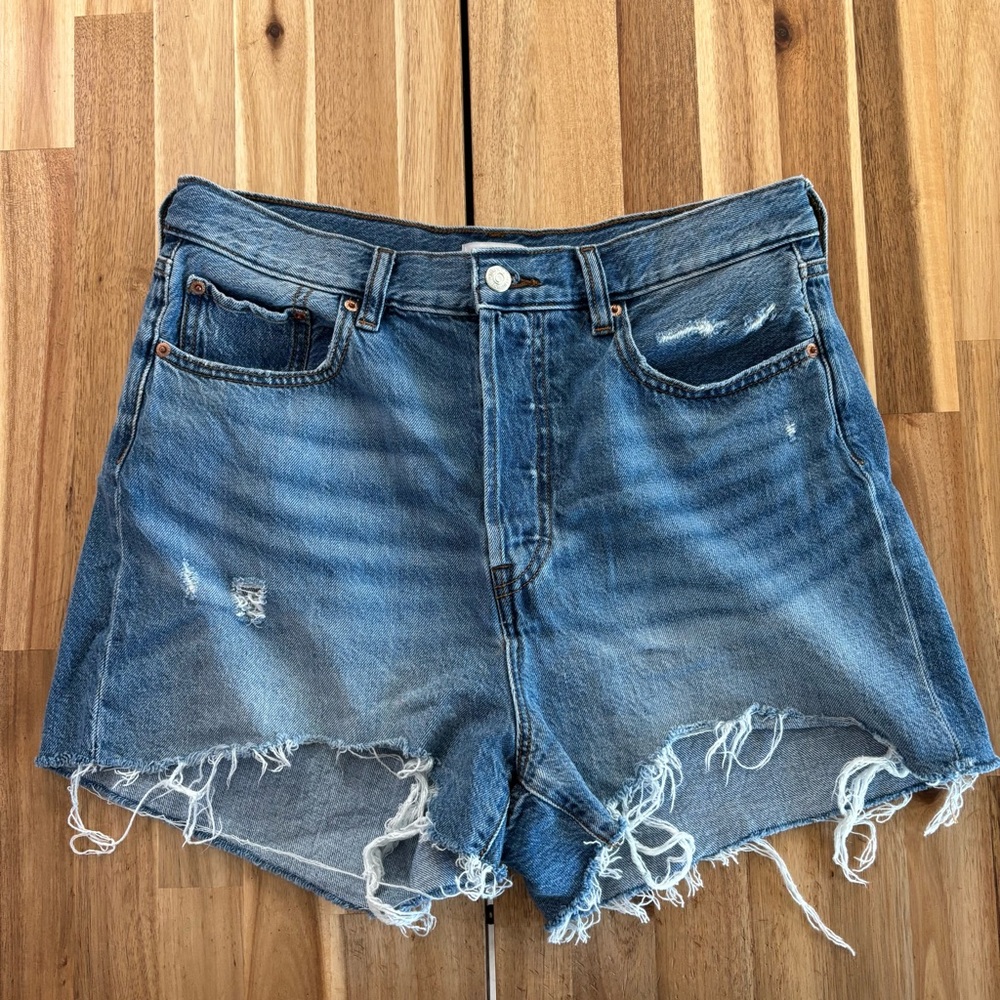 Forever 21 Blue Distressed Jean‎ Shorts